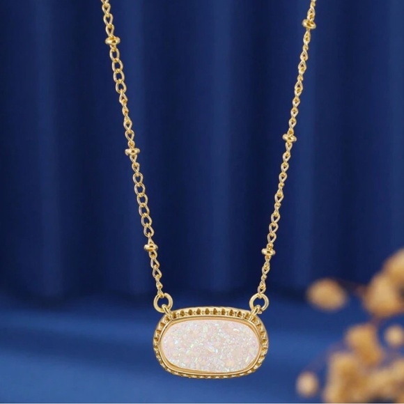 HMH Impressions Jewelry - Elegant Gold Chain Necklace with White Pendant